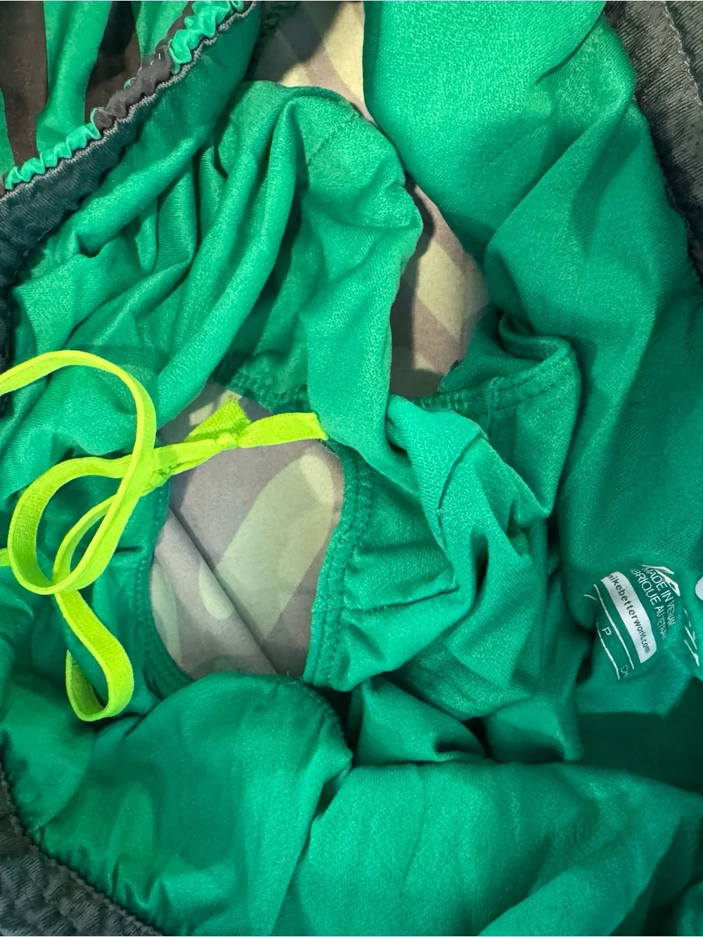 Nike Women's Green Patterned Running Athletic Shorts w/ Built-In Briefs size S
